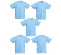 Fruit of the Loom - Camisetas para niño (paquete de 5 unidades, 61-019-0), azul celeste, 7-8 Años