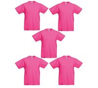 Fruit of the Loom - Camisetas para niño (paquete de 5 unidades, 61-019-0), fucsia, 7-8 Años