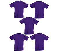 Fruit of the Loom - Camisetas para niño (paquete de 5 unidades, 61-019-0), Morado (, 7-8 Años
