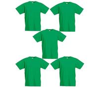 Fruit of the Loom - Camisetas para niño (paquete de 5 unidades, 61-019-0), Verde Kelly, 7-8 Años