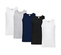 Fruit of the Loom Chaleco ligero para hombre (5 unidades), 2 blancos, 1 negro, 1 gris, 1 azul marino profundo y 1 bloc de notas Hl-kauf, L