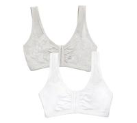 Fruit of The Loom Comfort Front Close Sport Bra with Mesh Straps Sujetador Deportivo Mujer (Pack de 2)