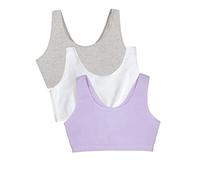 Fruit of the Loom Cotton Tank Bra for Women-Ultimate Comfort & Breathable Fit Sujetador Deportivo, Opaco, Lilac Whisper/White/Grey Heather, 50 (Pack de 3) para Mujer
