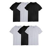 Fruit of the Loom Undershirts, Moisture Wicking & Tag Free, Short Sleeve Crew T-Shirts Camiseta, Negro/Gris-Paquete de 6, S (Pack de 6) para Hombre