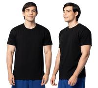 Fruit of the Loom Camisetas de Manga Corta de algodón Eversoft (Regular y Grande y Alto), Crew-Paquete de 2-Negro, M (Pack de 2) para Hombre