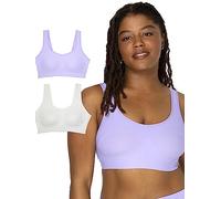 Fruit of the Loom Everyday Smooth Wireless Bra, Full Coverage Shaper Bralettes for Women with Strategic Support Zones for Your Comfort, Lilac Whisper/White