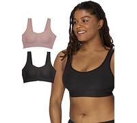 Fruit of the Loom Everyday Smooth Wireless Bra, Full Coverage Shaper Bralettes for Women with Strategic Support Zones for Your Comfort, Black/Rose Shadow
