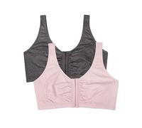 Fruit of the Loom Front Close Builtup Sports Bra Sujetado de Entrenamiento, Rosa Polvo/Carbón Jaspeado, Paquete de 2, 7 (Pack de 2) Mujeres