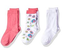 Fruit of the Loom Girl's 3 Pack Lollipop Crew Sock, White/Fuchsia, Shoe Size: 4-10 (Large)
