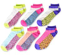 Fruit of the Loom Girls' Big Everyday Active Low Cut Socks with Arch Support 6 Pair, White Purple, Peach/Pink, Blue/Green, Shoe Size: 10.5 4 (Medium)