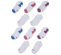 Fruit of the Loom Half Cushion Low Cut 10 Pack Sock, White Assorted, Shoe Size: 4-10 (Big Girl)