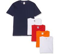 Fruit of the Loom Heavy Camiseta, Multicolor (White/White/Orange/Red/Navy 30/30/44/40/32), Small (Pack de 5) para Hombre