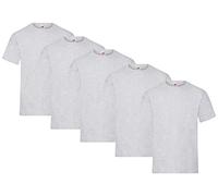 Fruit of the Loom – Camiseta manga corta para hombre Heavy Cotton – Pack de 5 – Gris jaspeado – XL