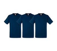 Fruit of the Loom Heavy Cotton Tee Shirt 3 Pack, Camiseta de Manga Corta Para Hombre, Azul (Marineblau), Small