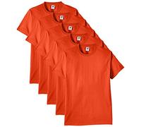 Fruit of The Loom Heavy Cotton tee Shirt 5 Pack, Camiseta para Hombre, Naranja, Small