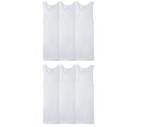 Fruit of the Loom Sleeveless Tank A-Shirt, Tag Free & Moisture Wicking, Ribbed Stretch Fabric Ropa Interior, Big Man-Paquete de 6-Blanco, XXL (Pack de 6) para Hombre