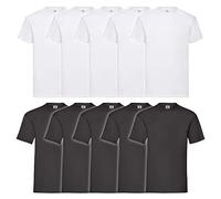 Fruit of the Loom Heavy Cotton 10 Pack tee Camiseta, Multicolor (White/Black 30/36), Large (Pack de 10) para Hombre