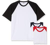 Fruit of The Loom Hombre Valueweight Multi-Pack of 3 Camiseta del béisbol Large Blanco/Negro, Blanco/Azul Marino Profundo, Blanco/Rojo