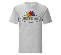 Fruit of the Loom Iconic 150 - Camiseta con logotipo vintage en el pecho, Gris jaspeado - Logotipo vintage grande, M
