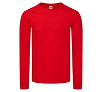 Fruit of the Loom Iconic 150 Classic Long Sleeve T | Camiseta de manga larga para hombre y mujer - Camiseta de algodón suave, Tear Away Label, corte clásico, rojo, 3XL
