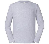 Fruit of the Loom Iconic 195 Ringspun Premium - Camiseta de manga larga para hombre, gris, L