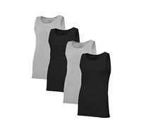 Fruit of the Loom Interiores de algodón sin Etiquetas Calidad Grande y Alta, Regular-Camiseta sin Mangas-Paquete de 4 Negro/Gris, S (Pack de 4) para Hombre