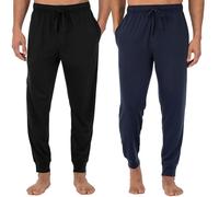 Fruit of the Loom Jersey Knit Jogger Sleep Pant (1 and 2 Packs) Pantalones de Pijama, Negro/Azul Marino, L (Pack de 2) Hombres