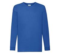 Fruit of the Loom Kids Valueweight Camiseta de manga larga para niños de manga larga - Camiseta de algodón de alta calidad para niños y niñas, cuello redondo, algodón suave, azul real, 128