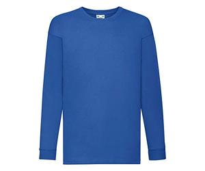 Fruit of the Loom Kids Valueweight Camiseta de manga larga para niños de manga larga - Camiseta de algodón de alta calidad para niños y niñas, cuello redondo, algodón suave, azul real, 128