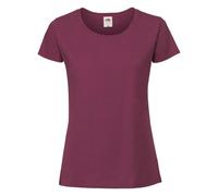 Fruit of the Loom Ladies Iconic 195 - Camiseta de mujer de algodón peinado, cuello redondo, básica, con costuras laterales, granate, S