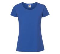 Fruit of the Loom Ladies Iconic 195 - Camiseta de mujer de algodón peinado, cuello redondo, básica, con costuras laterales, azul cobalto, S