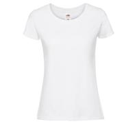 Fruit of the Loom Ladies Iconic 195 - Camiseta de mujer de algodón peinado, cuello redondo, básica, con costuras laterales, Blanco, XL