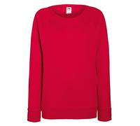 Fruit of the Loom Lady de Fit Lightweight Raglan Sweat, Rojo, S
