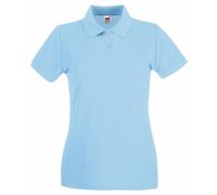 Fruit of the Loom Lady-Fit Premium Camiseta Polo - algodón, Azul de Cielo, 100% algodón. 100% algodón, Mujer, XX-Large