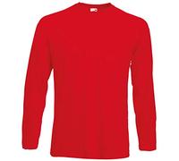 Fruit of the Loom Long Sleeve Valueweight tee Camisa, Rosso, Medium para Hombre
