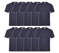 Fruit of the Loom Lot de 10 camisetas Valueweight + bolsa de tela MyShirt gratuita, azul marino, XXL