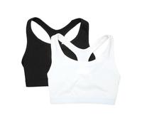 Fruit of the Loom Medium Impact Sports Bras Supports Without Padding Sujetador Deportivo, Opaco, Black Hue/White, XXL (Pack de 2) para Mujer