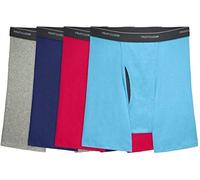 Fruit of the Loom Men's 4pk Coolzone Covered Waistband Boxer Briefs - (Red/Blue/Grey, 2XLarge)
