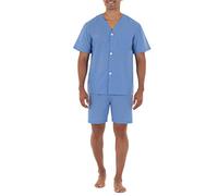 Fruit of The Loom Men's Broadcloth Short Sleeve Pajama Set, Azure Blue, 2X