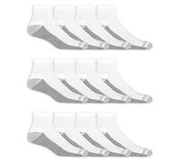 Fruit of the Loom Men's Dual Defense Cushion Comfort Ankle Socks 12 Pairs, White, 6-12
