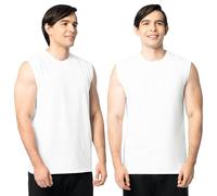 Fruit of The Loom Men's Eversoft Cotton Sleeveless Tees, Tank Tops & Muscles, Moisture Wicking & Breathable, Sizes S-4X, Muscle-2 Pack-White