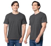Fruit of The Loom Men's Eversoft Cotton T-Shirts (Regular and Big & Tall), Pocket-2 Pack-Black Heather, 4X-Large