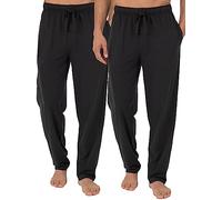 Fruit of the Loom Men's Extended Sizes Jersey Knit Sleep Pajama Lounge Pant (1 & 2 Packs) Pantalón de Pijama, Negro/Negro (Paquete de 2), S (Pack de 2) para Hombre