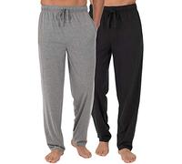 Fruit of the Loom Men's Extended Sizes Jersey Knit Sleep Pajama Lounge Pant (1 & 2 Packs) Pantalones de Pijama, Ébano/Jaspeado Ceniza, XL (Pack de 2) para Hombre