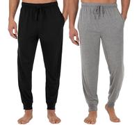Fruit of The Loom Men's Jersey Knit Jogger Sleep Pant (1 and 2 Packs), Black/Grey Heather, Small