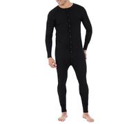 Fruit of the Loom Men's Premium Thermal Union Suit, Black, Medium