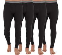 Fruit of the Loom Men's Recycled Premium Waffle Thermal Underwear Bottom (1, 2, 3, and 4 Packs), Black 4 Pack, Large