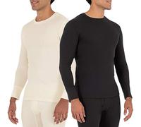 Fruit of the Loom Men's Recycled Waffle Thermal Underwear Crew Top (1 and 2 Packs), Black, Small