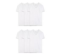 Fruit of The Loom Men's Stay Tucked V-Neck T-Shirt, Classic Fit - White - 6 Pack, XX-Large