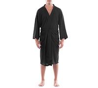 Fruit of the Loom Men's Waffle Kimono Robe, Black, 2X-3X